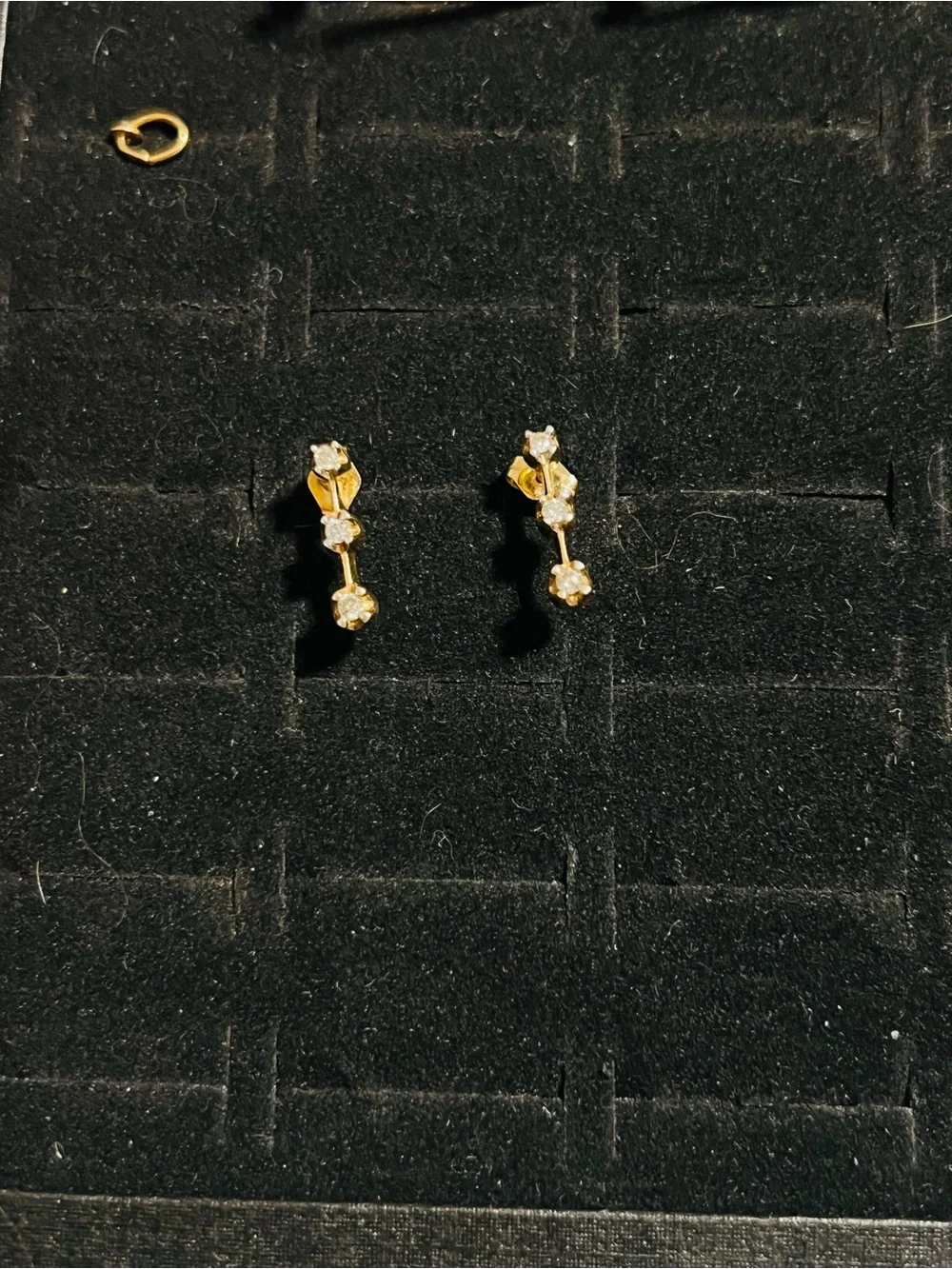 10K Gold Natural Diamond Dainty Drop Earrings